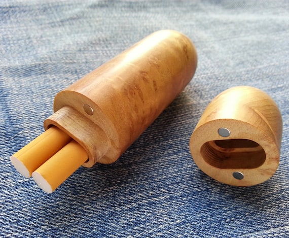Gold Silkwood Burl Cigarette Tube, CNC Uni-body, Magnet Clasp