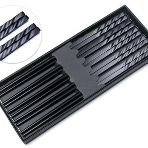 5 Pairs Black Ebony Wood Chopsticks with Square Handles and Handmade Wave Cuts, Chinese Chopsticks, Japanese Chopsticks Supplier
