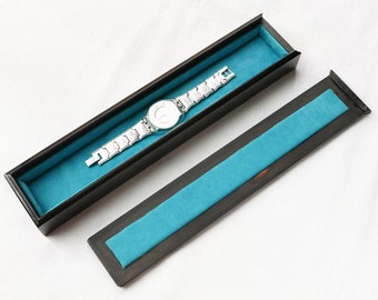 Custom 12" Genuine Black Ebony Wood Rectangular Watch Box with Laser Engraved Personalized Logo, Jewelry Box, Handmade Wooden Box