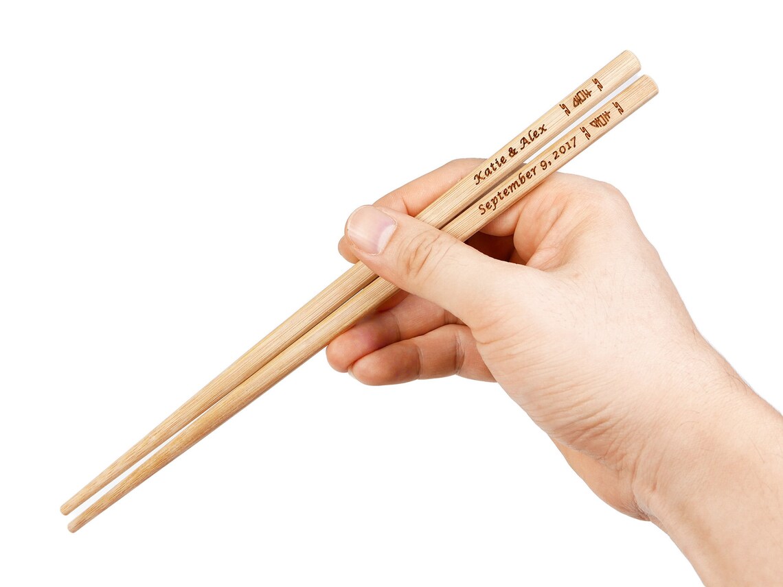 100 Pairs Bamboo Chopsticks with Custom Laser Engraving and Etsy