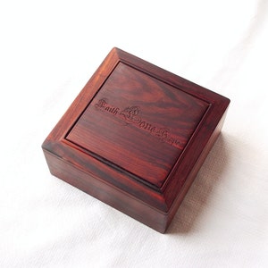 4.75&quot; Red Rosewood Storage Box with Custom Lase Engraved Logo, Souvenir Box, Key Box, Jewelry Box, Bracelet Box, Handmade Wooden Box