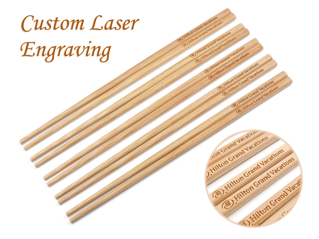 100 Pairs Bamboo Chopsticks With Custom Laser Engraving of Logo and