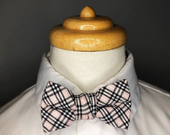 Pink and black checkered cotton baby bowtie/ boys bowtie / children's bowtie