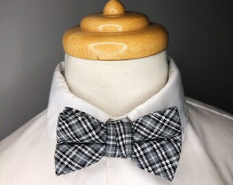 Grey and black checkered  cotton baby bowtie/ boys bowtie / children's bowtie