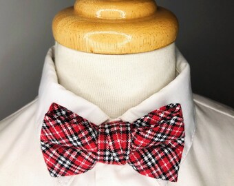 Red and black checkered cotton baby bowtie/ boys bowtie / children's bowtie