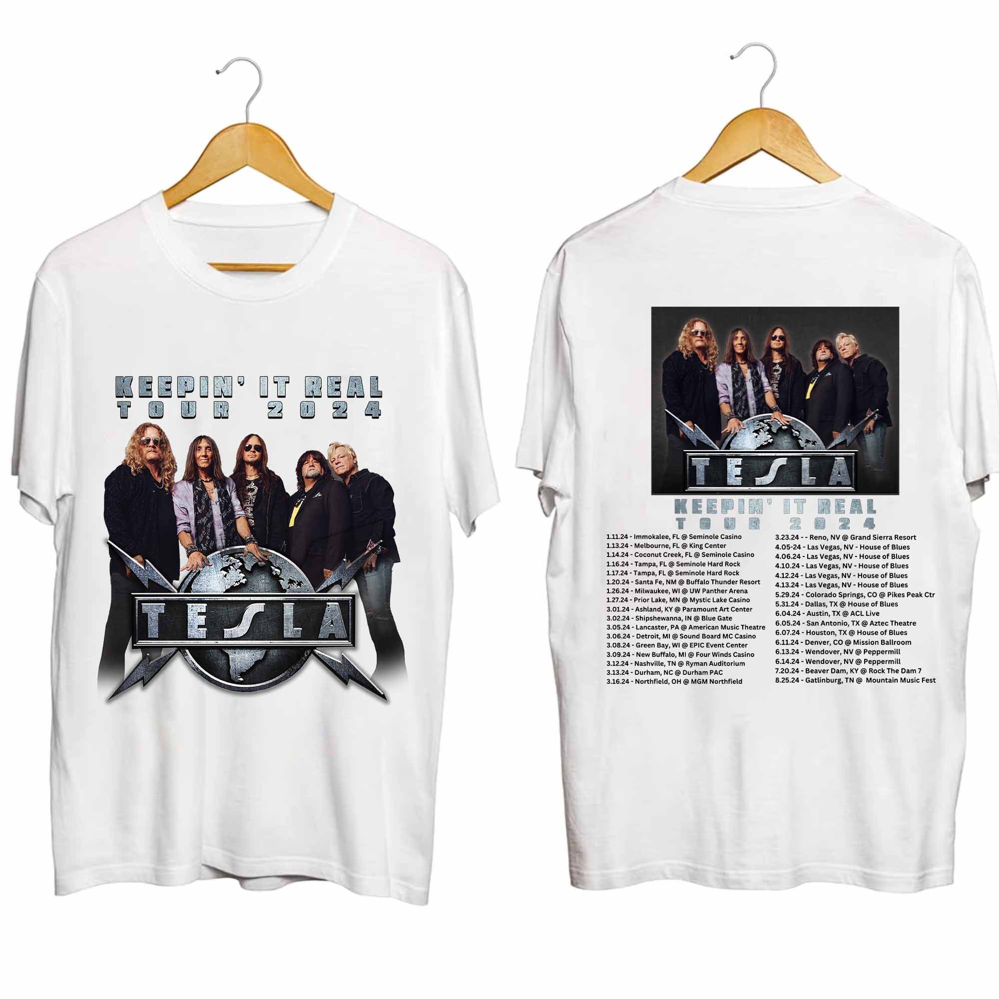 TESLA Band Keepin' It Real U.S. Tour 2024 T Shirt