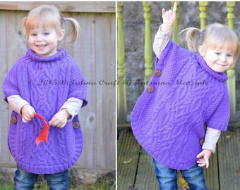 Knitting Pattern - Cable Fantasy Poncho (ONLY Toddler and Child sizes)