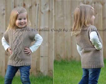 Knitting Pattern - Cable Leisure Vest (Baby and Child sizes)