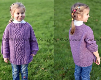 Knitting Pattern - Cable Fantasy Sweater (Toddler, Child and Teens sizes)
