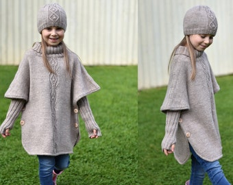 Knitting Pattern - Transformer Poncho and Hat Set (Child and Adult sizes)