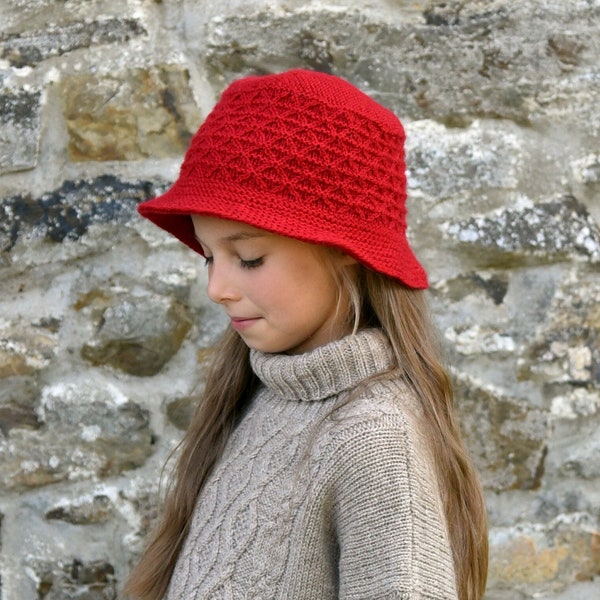 Knitting Pattern - Trimetry Bucket Hat (Toddler, Child and Adult sizes)