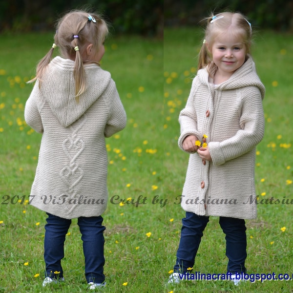 Knitting Pattern - Hearts Queen Coat (Toddler, Child and Teen sizes)