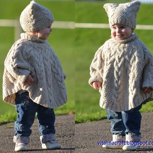 Knitting Pattern Vanilla Cloud Poncho and Hat Set Toddler and Child sizes image 1