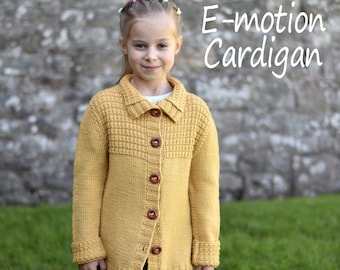 Knitting Pattern - E-motion Cardigan (Toddler, Child and Teen sizes)