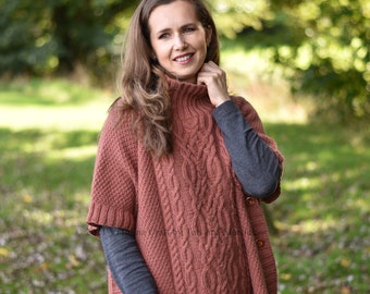 Knitting Pattern - Adult Cable Fantasy Poncho (ONLY Adult sizes)