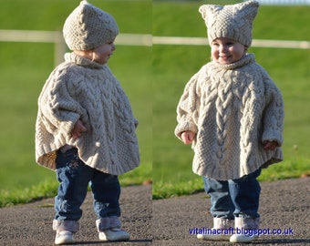 Knitting Pattern - Vanilla Cloud Poncho and Hat Set (Toddler and Child sizes)