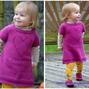 Knitting Pattern Brilliant Heart Tunic Baby and Child sizes image 1