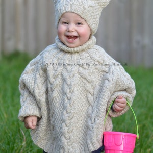 Knitting Pattern Vanilla Cloud Poncho and Hat Set Toddler and Child sizes image 5