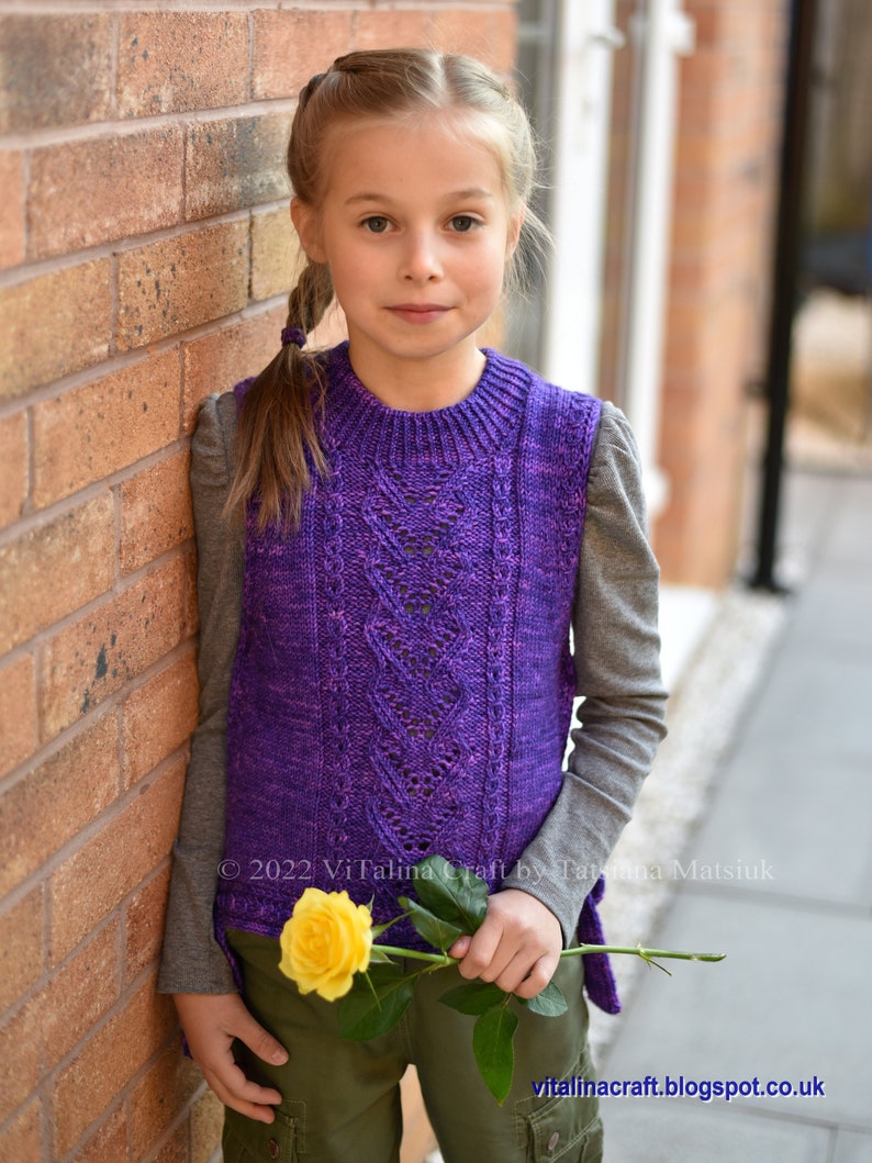 Knitting Pattern Hoya Vest Child and Teen sizes image 8