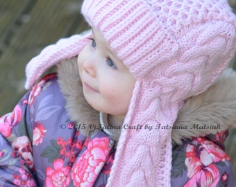 Knitting Pattern - Winterberry Earflap Hat (From Toddler to Child sizes)