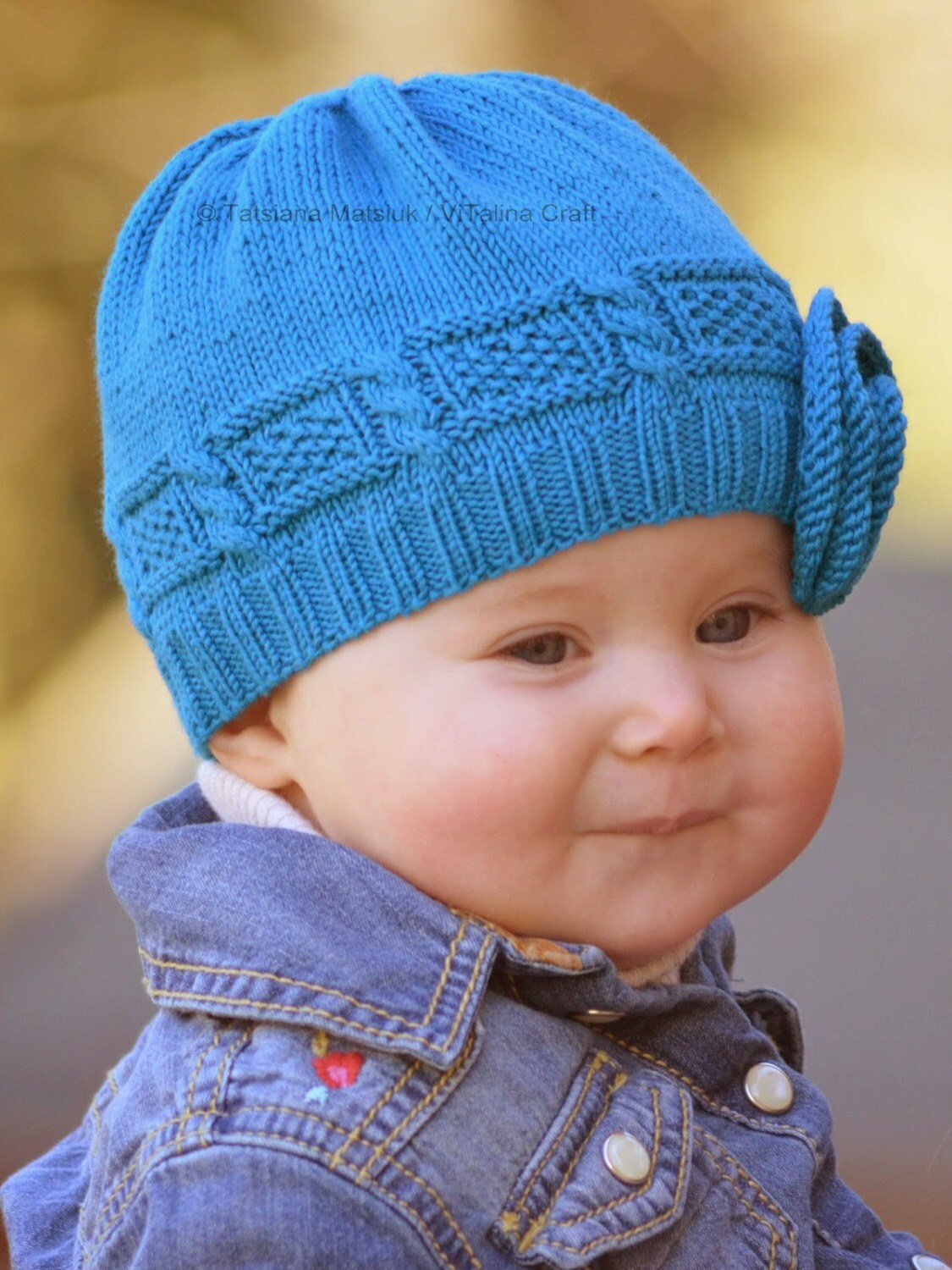 Knitting Pattern Azure Twist Flower Baby Hat Baby sizes in Etsy