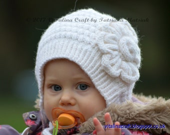 Knitting Pattern - Snowy Flower Bonnet (Baby and Toddler sizes)