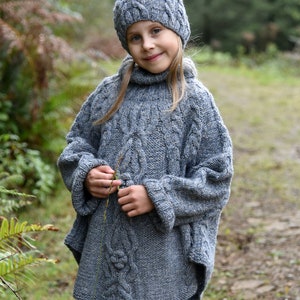Knitting Pattern Temptation Poncho and Hat Set toddler and Child Sizes ...