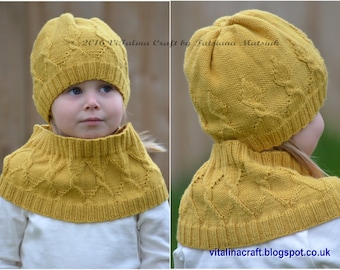 Knitting Pattern - My Crown Beanie and Cowl Set (All sizes)
