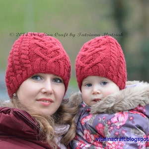 Knitting Pattern - Valentine Cable Hat (From Toddler to Adult sizes)