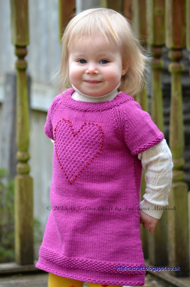 Knitting Pattern Brilliant Heart Tunic Baby and Child sizes image 2