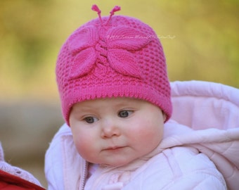 Knitting Pattern - Lady Butterfly Hat (Baby and Child sizes)