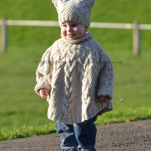 Knitting Pattern Vanilla Cloud Poncho and Hat Set Toddler and Child sizes image 2