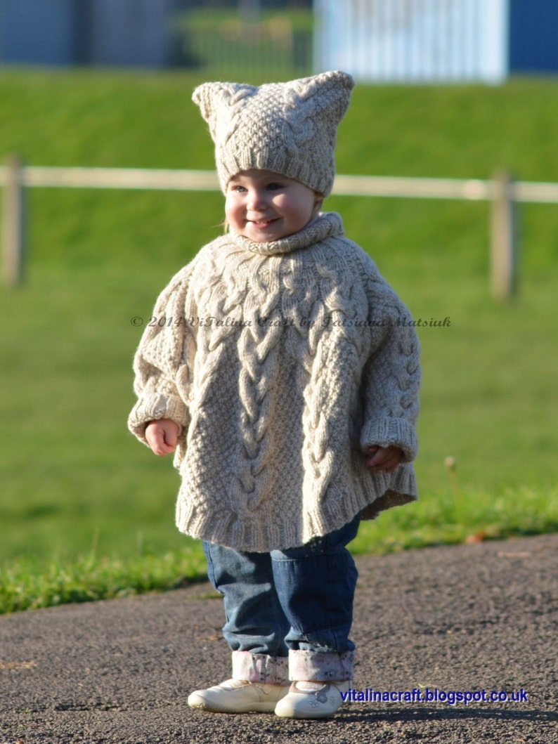 Knitting Pattern Vanilla Cloud Poncho and Hat Set Toddler and Child sizes image 2