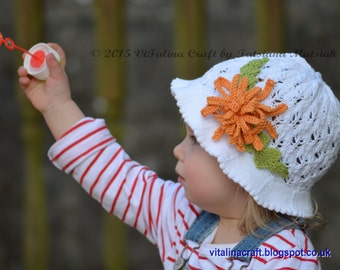 Knitting Pattern - Aster Flower Panama Hat (Baby and Child sizes)