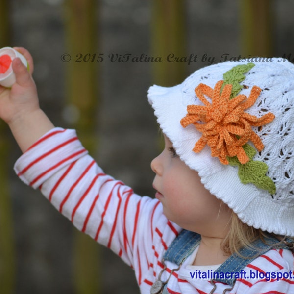 Knitting Pattern - Aster Flower Panama Hat (Baby and Child sizes)