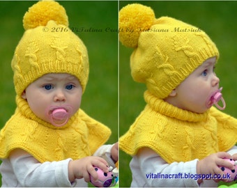 Knitting Pattern - Cable Crown Hat and Cowl Set (All sizes)