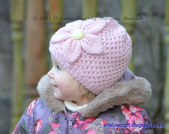 Knitting Pattern - Cherry Flower Hat (All sizes)
