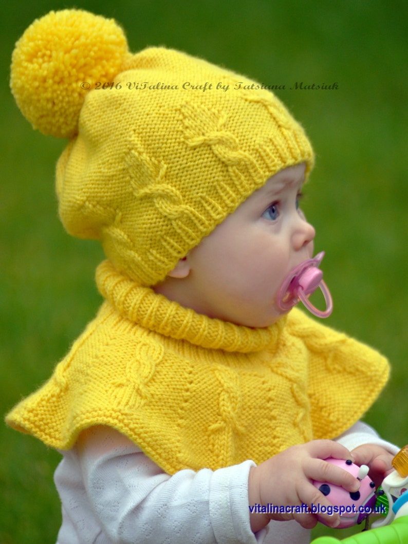 Knitting Pattern Cable Crown Hat and Cowl Set All sizes Etsy