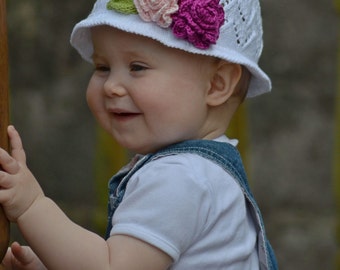 Knitting Pattern - Rose Scent Panama Hat (Baby and Child sizes)