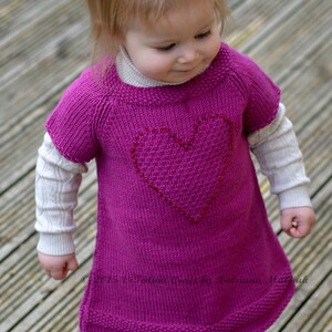 Knitting Pattern Brilliant Heart Tunic Baby and Child sizes image 5