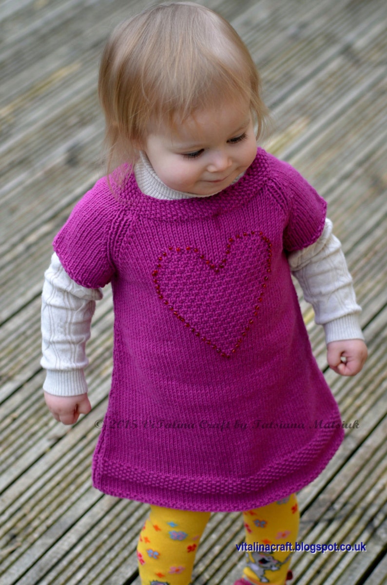 Knitting Pattern Brilliant Heart Tunic Baby and Child sizes image 5