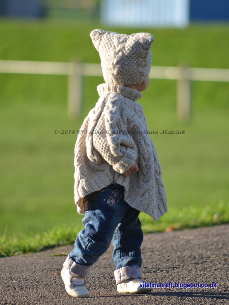 Knitting Pattern Vanilla Cloud Poncho and Hat Set Toddler and Child sizes image 4