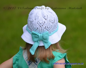 Knitting Pattern - Lily Lace Panama Hat (Baby and Child sizes)