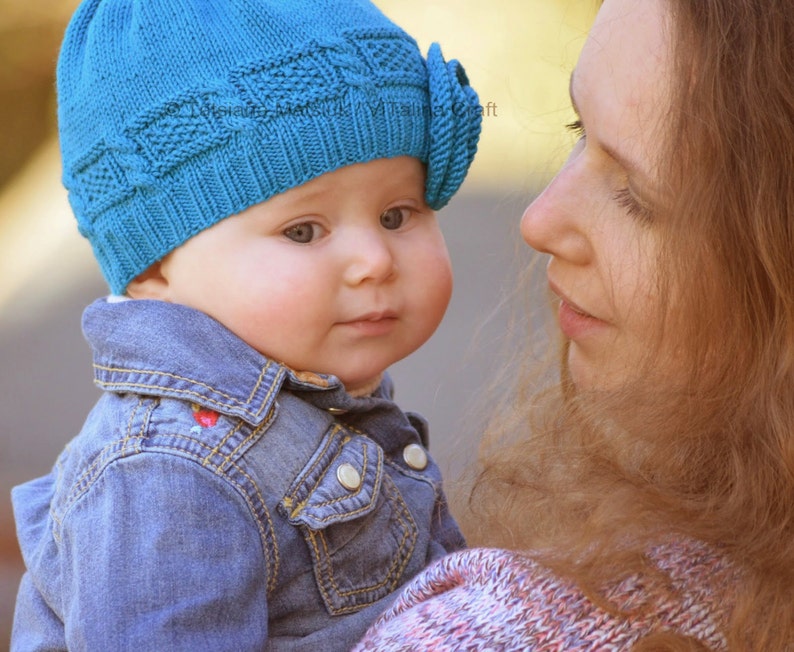 Knitting Pattern Azure Twist Flower Baby Hat baby Sizes Etsy Australia