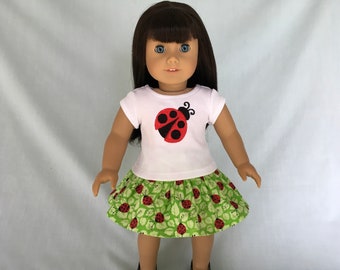 18 Inch Doll Ladybug T-Shirt and Skirt
