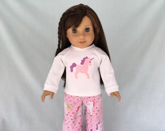 Unicorn Pajamas for American Girl/18 Inch Doll