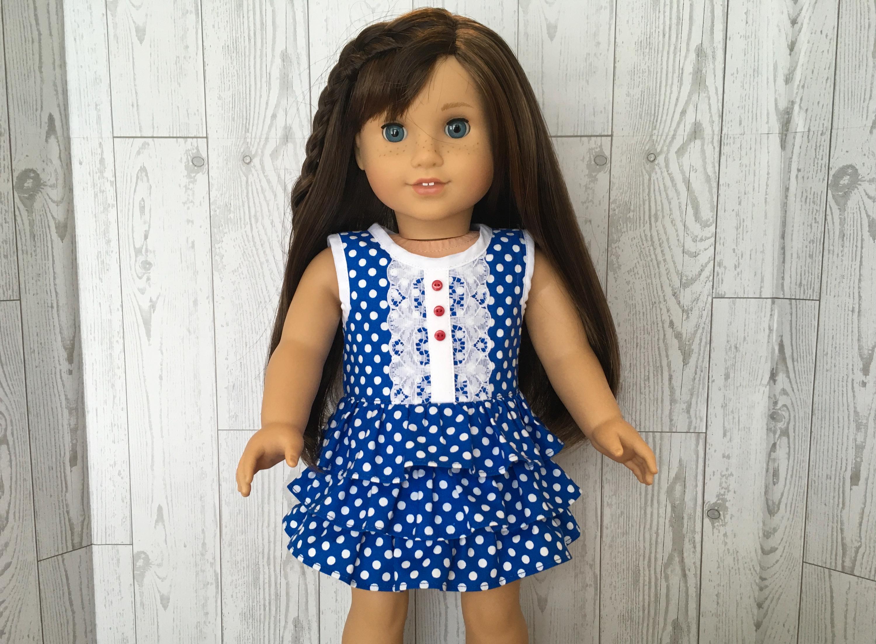 blue vanilla polka dot dress Navy | Polka Dot Shirred Frill Neck Midi Dress main image 1