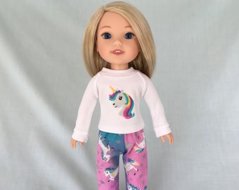 Unicorn Pajamas for 14 Inch Dolls