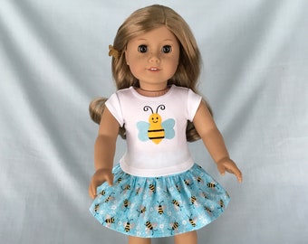 Bumble Bee T Shirt and Skirt for American Girl Doll/18 Inch Doll