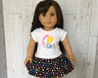 Birthday Girl T-Shirt and Skirt for 18 Inch Dolls